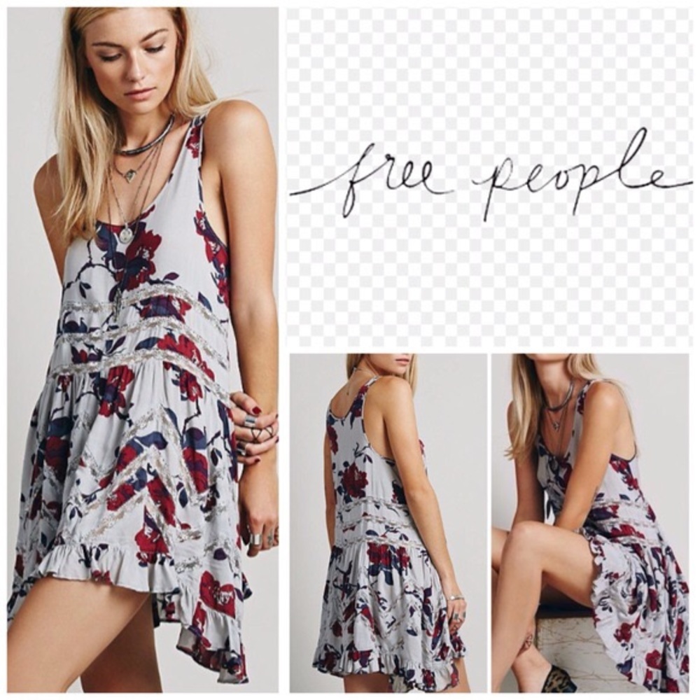 FP trapeze ruffle floral top